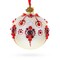Red and Crystal Droplets Festive Glass Ball Christmas Ornament 3.25 Inches